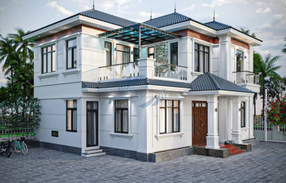 Thiết kế và thi công nhà vườn 2 tầng mái Nhật tại Ninh Bình